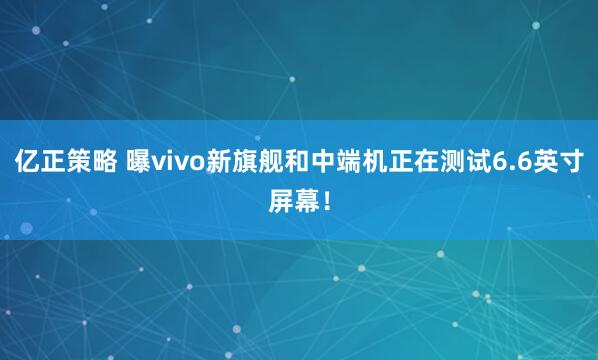 亿正策略 曝vivo新旗舰和中端机正在测试6.6英寸屏幕！